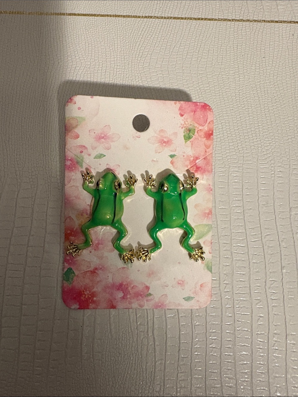 Green Frog Earrings - Cute Enamel Studs